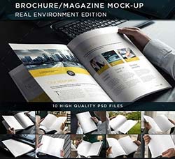 10个商业杂志实景展示模型：Brochure Magazine Mock-Up
